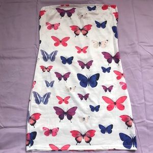 White strapless mini butterfly printed dress